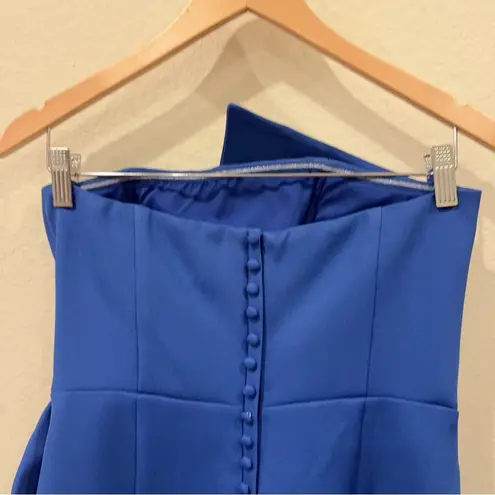 Elliatt Reception Ruffle Strapless Cocktail Midi Dress in Cobalt Blue Size S NWT