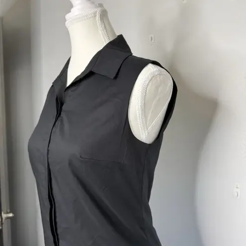 Bailey 44 Black Sleeveless Faux Leather Hem Shift Dress – XS Made in USA