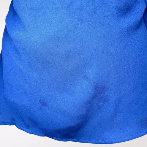 Trouvé Royal Blue Sleeveless Wrap Blouse Side Tie Silky Chiffon XS