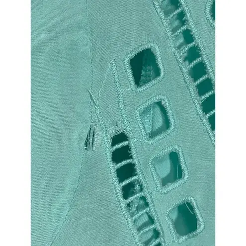 Solitaire Swim Women's Eyelet Swimming Cover Up Top Shirt Teal Green Size Medium