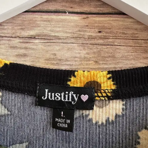 J for Justify Top Women’s Maternity Size Large Black Sunflower Floral Ruched NWT