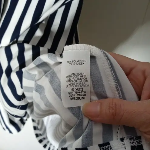 Reborn J Women Dark Blue Stripe Midi Dress Size Medium