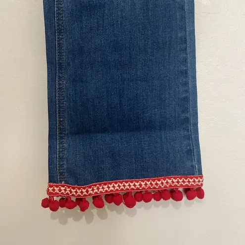 Velvet Heart  Ellie Mid Rise Flare Crop Capri Denim Jeans Red Frayed size 27 NWT