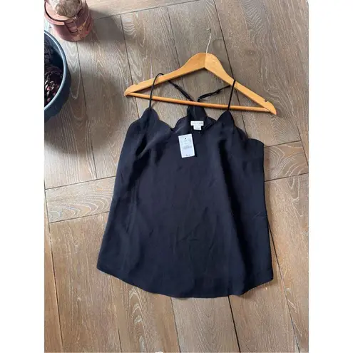 NWT J Crew Scallop Trim Tank Top in Black Size 2
