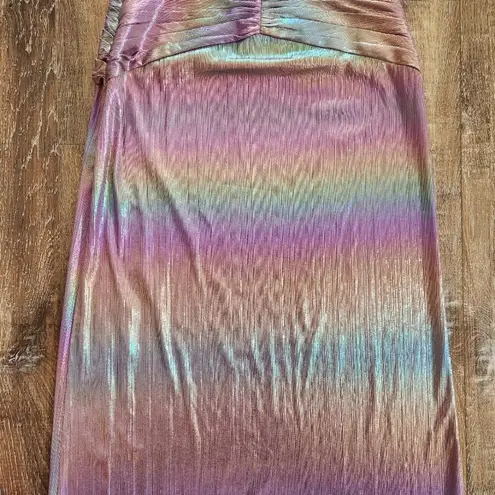 Retrofete Soleil Dress in Lilac Aurora Size XS Strapless NWT Cutout Maxi Rainbow Purple