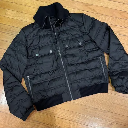 AQUA  Women’s Black Puffer Down Bomber Jacket Size Large