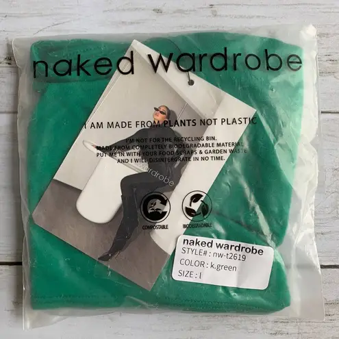 Naked Wardrobe NWT Smooth Side Asymmetrical Crop Top in Kelly Green