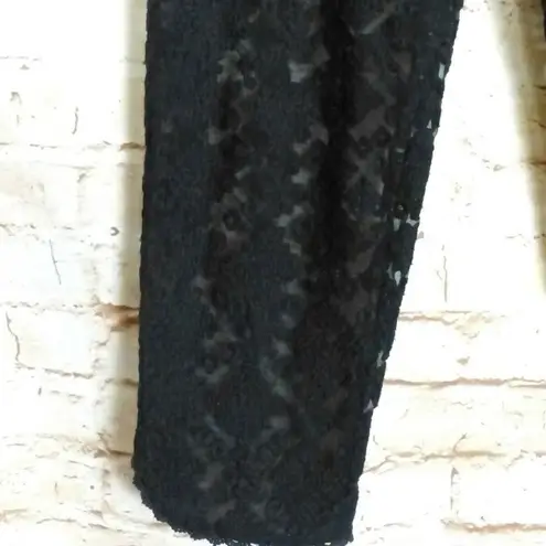Club Monaco Sheer Lace Terry Embroidered Pants Black Silk Sexy Cute Boho