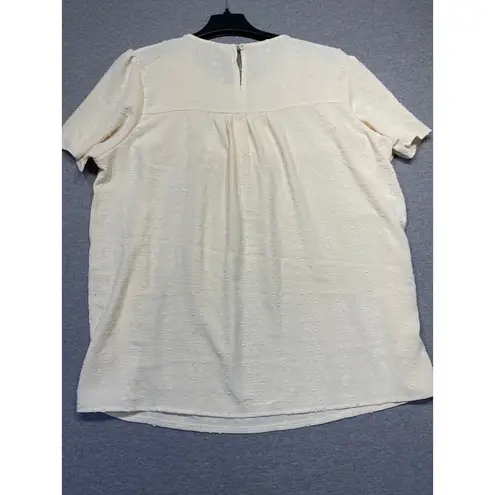 Women's Blouse 3XL Cream Short Sleeve babydoll shirt or blouse or top Size 3X