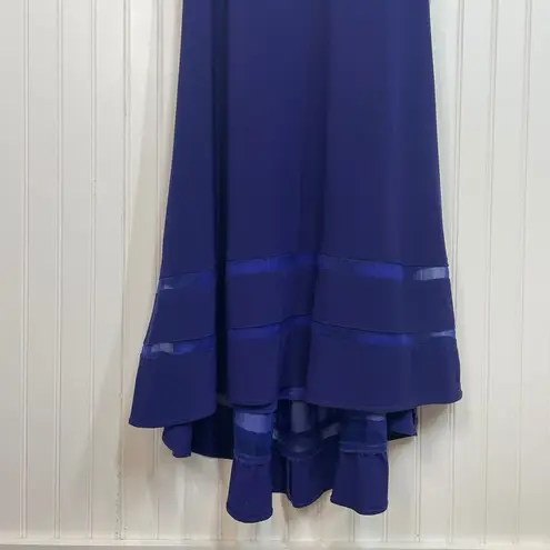 Alyce Paris Blue Racerback Lush Banded Crop-Top Mermaid 2 Piece Dress Size 4