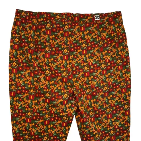 NWT Lucy & Yak Floral Corduroy High Waisted Pants Vintage unique Bold Size W52R Red