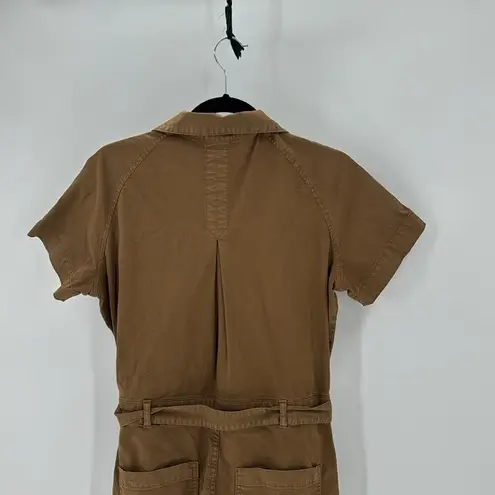 Veronica Beard Cropped cotton-blend twill jumpsuit brown tan casual size S