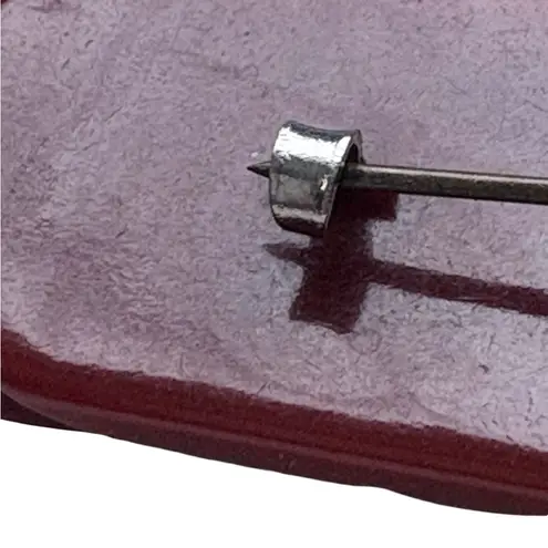 Vintage 1930s Carved Bakelite Dress Clip Deep Oxblood Red Leaf Motif