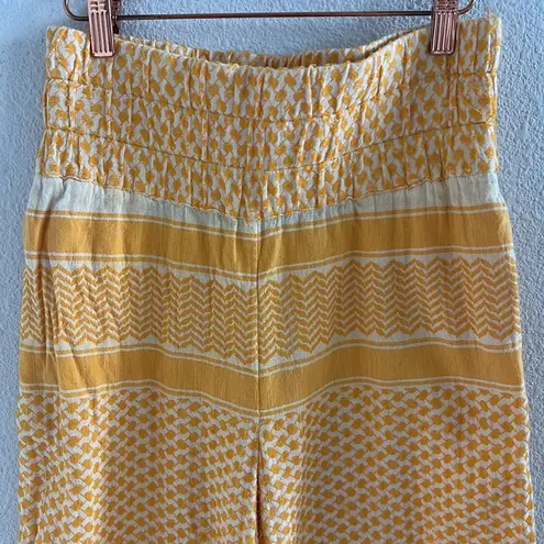 Cecilie Copenhagen Cotton Jacquard Wide Leg Pull on Pants Boho Embroidered Small