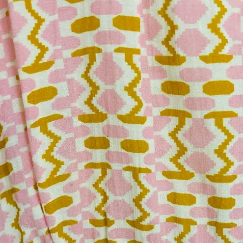 Figue Pink White Brown Geometric Tassel VNeck Tie Cinch Waist Dress Cover