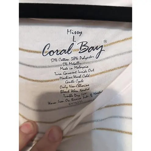 Coral Bay Missy Women's Large Striped Top, Round Neck, 3/4 Sleeve Striped Blouse