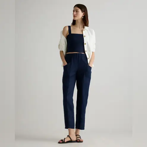 Quince NWT Women's Navy Blue 100% European Linen Tapered Ankle Pants Sz S