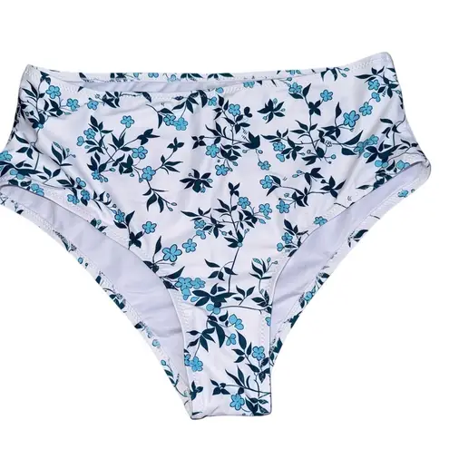 Beachsissi Women's Floral Hipster Bikini Bottom White Size M