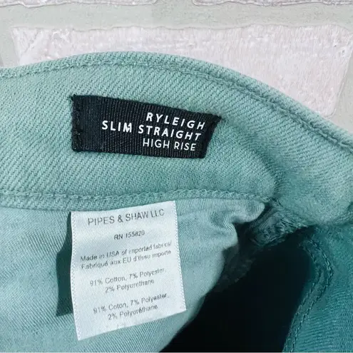 Veronica Beard High Ryleigh High Rise Slim Straight Jeans in Teal Size 26