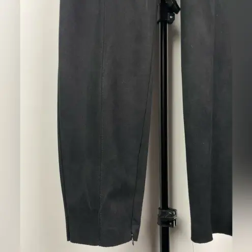 ZARA ‎ Basic Black Faux Suede Tapered Ankle Zip Mid Rise Elastic Waist Leggings