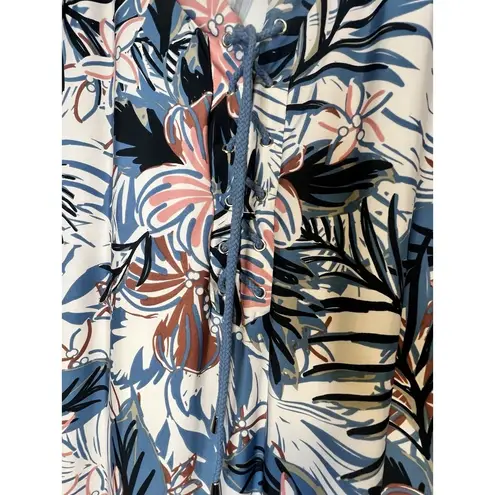 Beach Break Swimsuit Cover Up Dress Women's Large 3/4 Sleeves Floral Midi