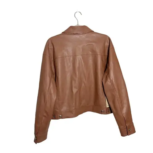 Wilfred  Free Gaze Vegan Leather Jacket Epicurean Brown Size Large Aritzia NEW