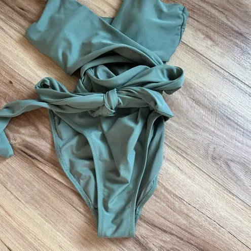 Aerie  Green Wrap One Piece Swimsuit- Size Small Long