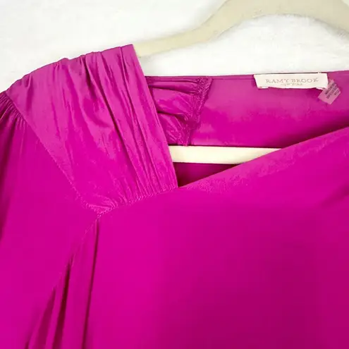 Ramy Brook Vic Asymmetric Neckline Long Sleeve Top Size XS Magenta Pink