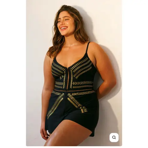 Biliblond Onepiece Overall Swim in Black Gold Womans XL NWT