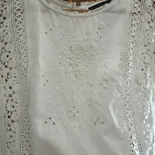 Abercrombie & Fitch ABERCROMIE & FITCH White 100% Cotton Crochet Eyelet Top Size Small