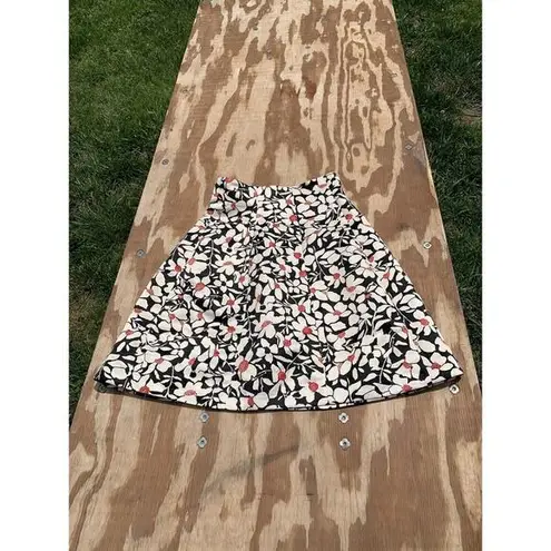 Max Mara Shine Floral Skirt Size 4 Black White Red Aline Spring Summer Cottage
