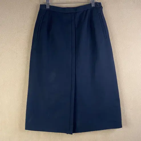 Harvé Benard Harve Benard Women's 100% Wool Black Midi Skirt Career Work Business Sz 8 *FLAW