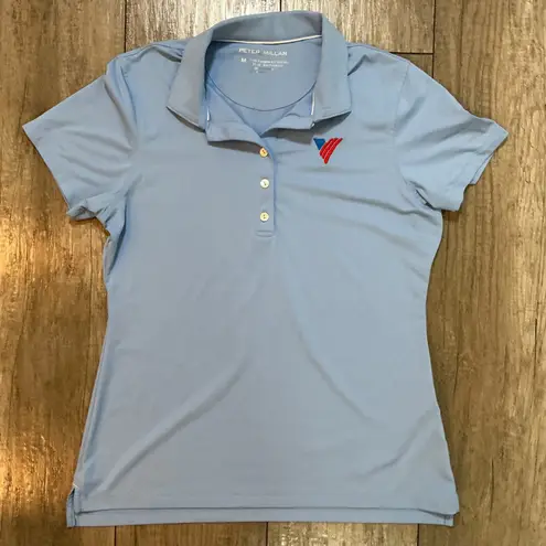 Peter Millar Peter Millar Women's Golf Polo Shirt Medium Blue Performance Logo Texas SPF50
