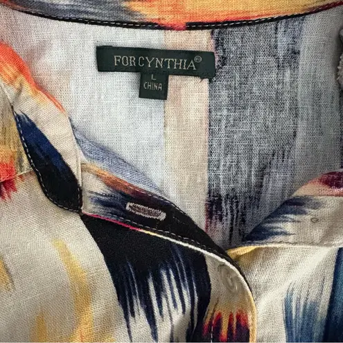 For Cynthia Sleeveless Linen Blend Tunic Size Large EUC