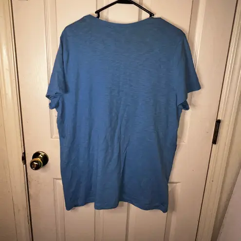 Chico's NWT  Laguna Blue Size 3 (L) Embroidered Short Sleeve Tee 100% Cotton