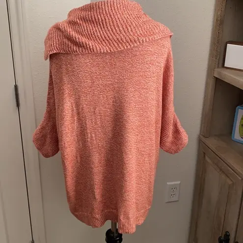 CAbi  #3011 Foldover Cowl Neck Short Sleeve Sweater | Orange Pumpkin Spice