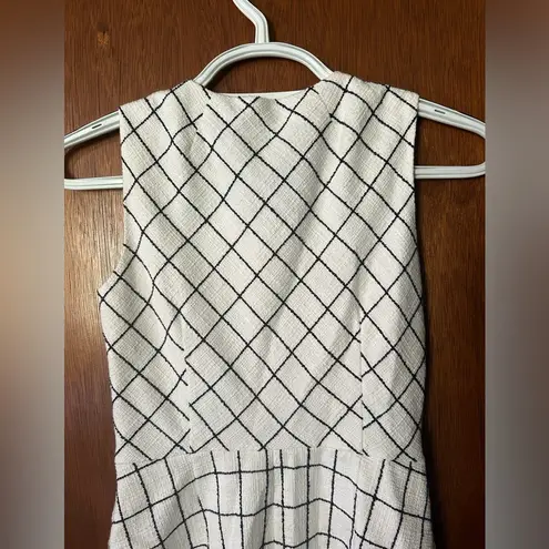 J.Crew  sleeveless windowpane tweed a line at knee midi dress white/black size 2