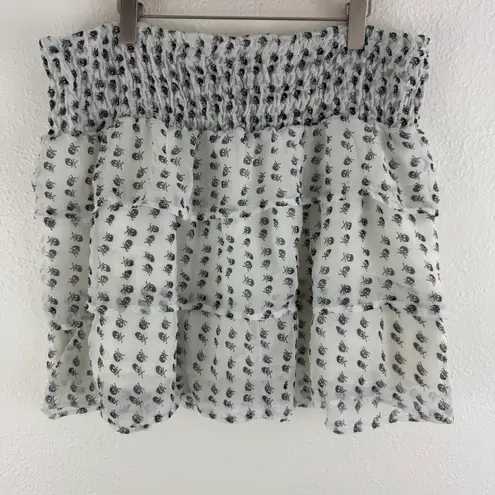 VANITY Vintage Y2K White Black Tulle Ruffle Tiered Grunge Emo Skull Mini Skirt Size M