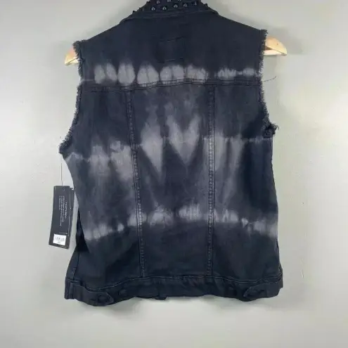 Rock & Republic Rock‎ & Republic Gunshow Vest Women's Size XS Black Denim Studs Biker Punk NWT