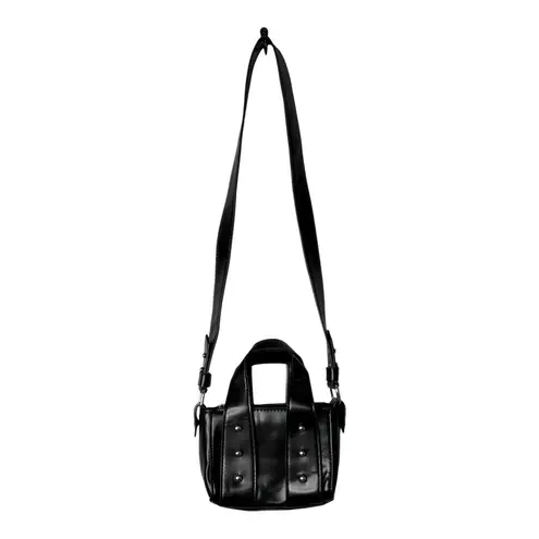 ZARA  Mini Tote Bag Studded Faux Leather Top Handle‎ Crossbody Black