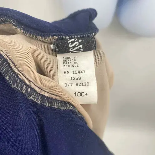 Slim Allure One Piece Swimsuit Womens 10 C+ Navy Blue Gold Nautical Medallion