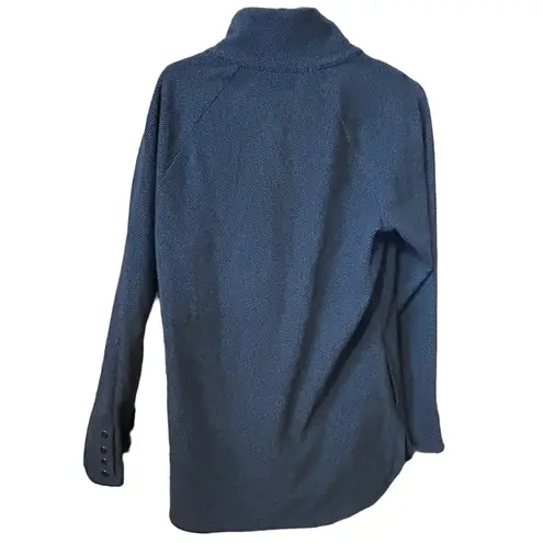 J. McLaughlin Blue Asymmetrical Gold Button Neck Size XS Fleece Pullover.