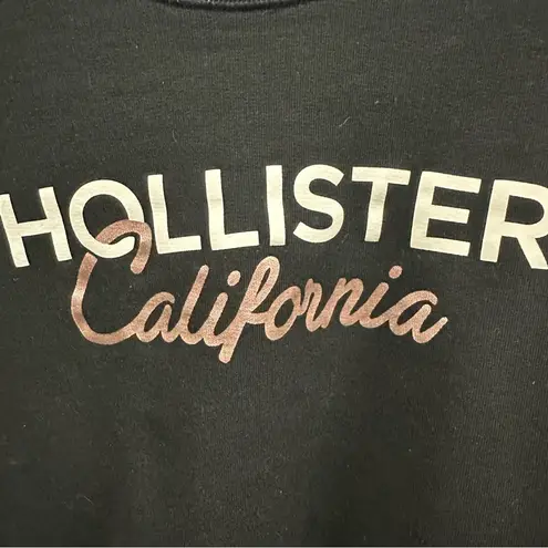 Hollister  California Black Crew Neck Long Sleeve Cropped Sweatshirt Womens Large