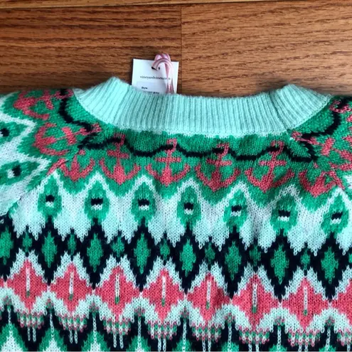 Vineyard Vines  Fair Isle Merino Wool Mist Green Cardigan Women’s Size S NWT
