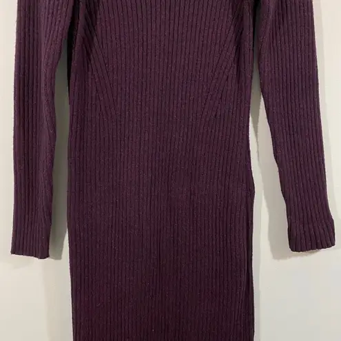 Marine layer Women Purple Ribbed Marnie Wool Blend Midi Sweater Dress Size XL
