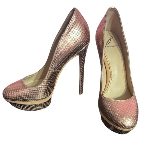 Brian Atwood Pink Metallic Stiletto Platform Heels 5.5