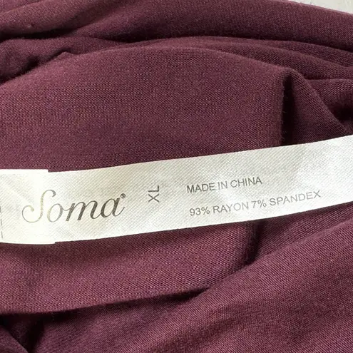 Soma Cool Nights Lace Trim Jersey Knit Midi Gown Slip Dress Size XL Cozy Luxury