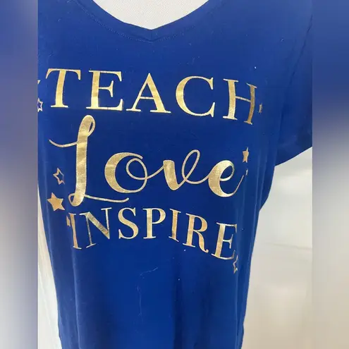 Apt. 9  Teach, Love, Inspire royal blue v-neck short sleeve t-shirt size XL