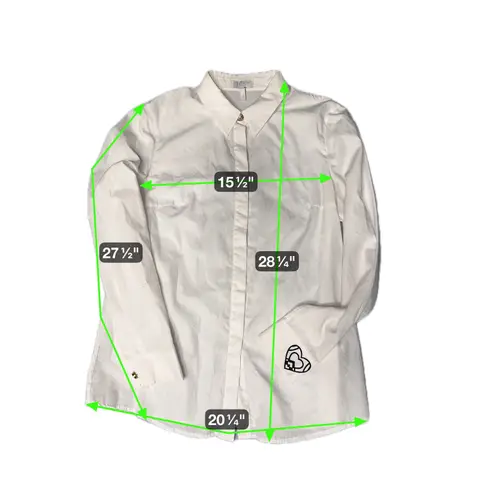 Escada Sport Button Down Top White Long Sleeve Embroidered Logo Size L