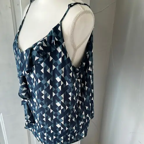 Simply Styled Blue and White Ruffled Camisole Size XLP
